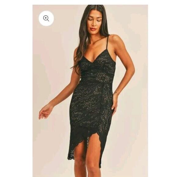 NWT Sage the Label Assymetric Lace Black Dress Size Small - Picture 2 of 13